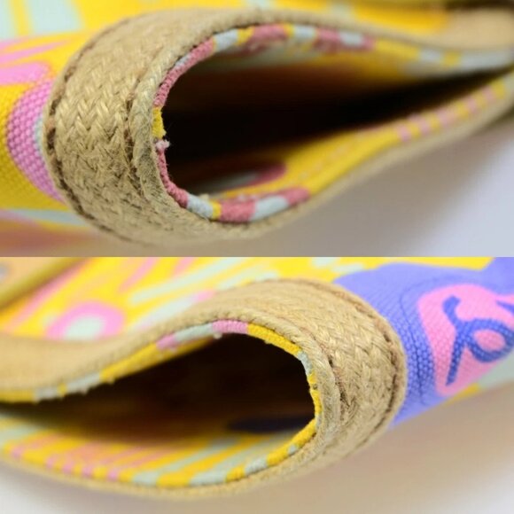 CHANEL CC High Summer Tote Bag Shoulder Canvas Leather Flower Yellow - Picture 13 of 16